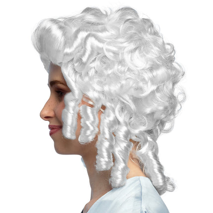Boland Pruik Barok vrouw wit met krullen
