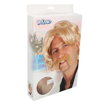 Boland Pruik Chuck blond met snor