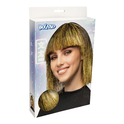 Feestpruik zwart goud one size
