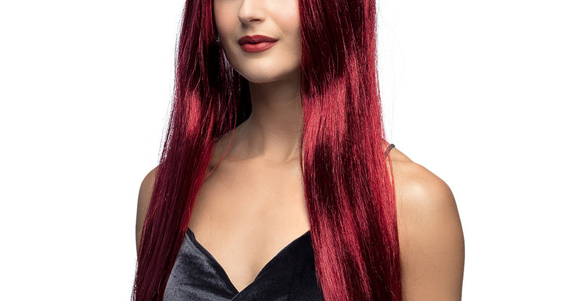 Boland Pruik lang haar rood Heks mahonie