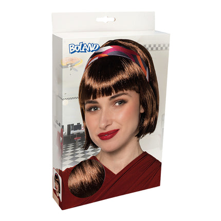 Rockabilly pruik jaren 50 in bruin