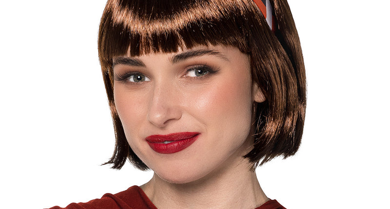 Pruik Pin-up bruin met hoofdband
