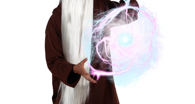 Boland Pruik Tovenaar lang wit met baard