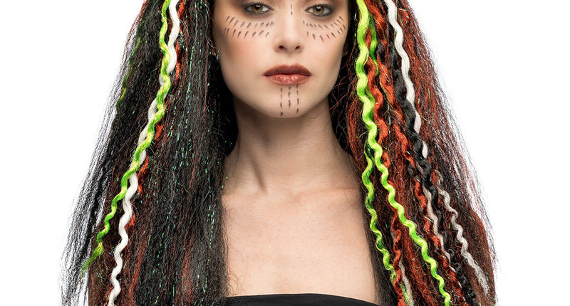 Pruik Voodoo bruin met dreads