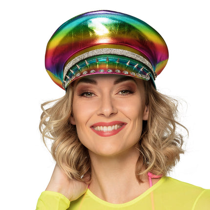 Boland Regenboog pet glimmend strass