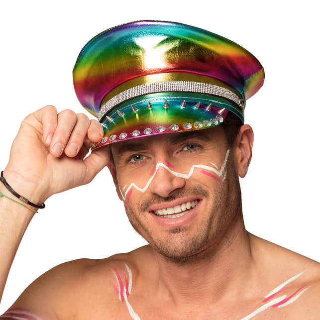 Boland Regenboog pet glimmend strass