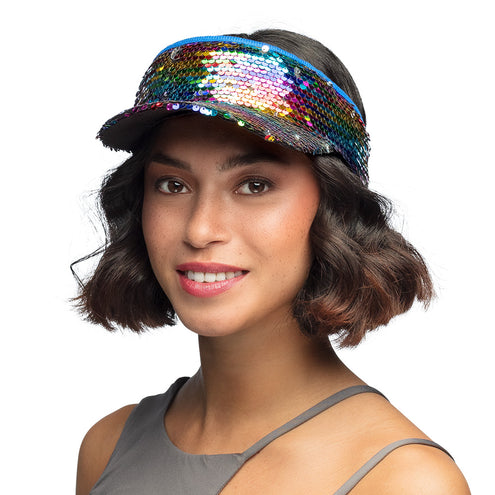 Boland Regenboog zonneklep glitter pailletten