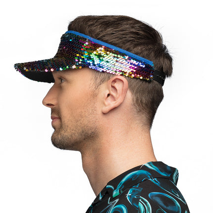 Boland Regenboog zonneklep glitter pailletten