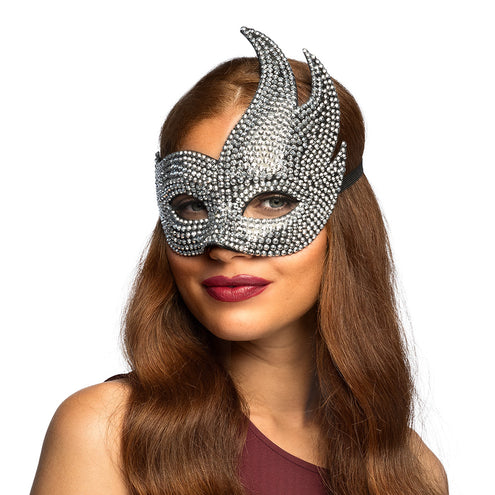 Boland Rhinestone diva oogmasker zilver