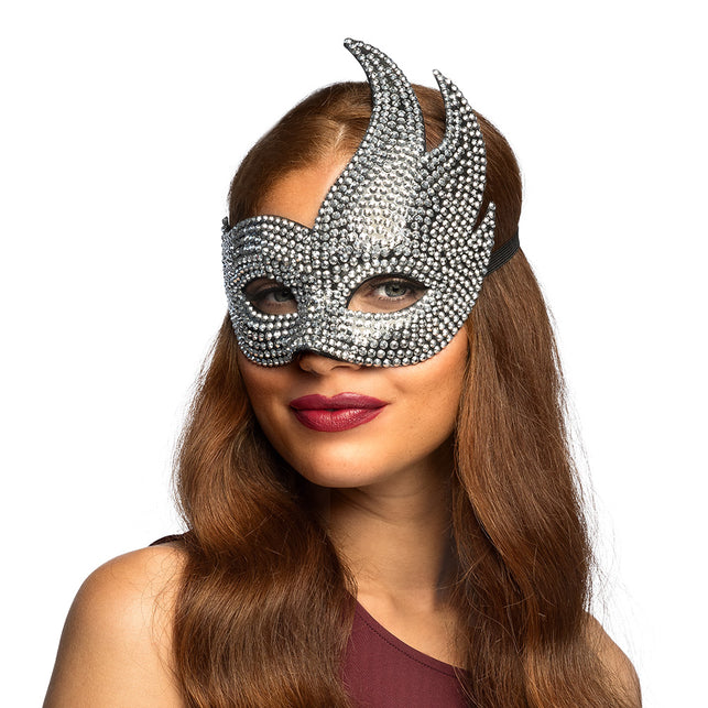 Boland Rhinestone diva oogmasker zilver