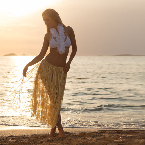 Boland Rokje Hawaii Raffia lang