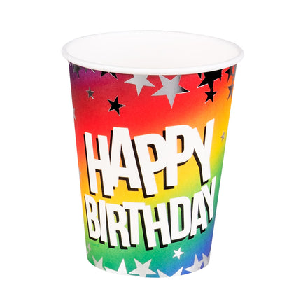Boland Set 10 papieren bekertjes Rainbow 'Happy birthday'