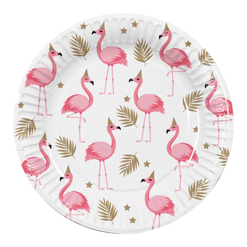Boland Set 10 papieren bordjes Flamingo