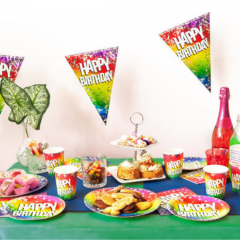 Boland Set 10 papieren bordjes Rainbow 'Happy birthday'