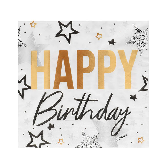 Boland Set 20 papieren servetten 'Happy birthday'
