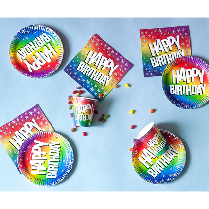 Boland Set 20 papieren servetten Rainbow 'Happy birthday'