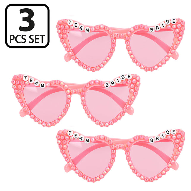 Boland Set 3 partybrillen Pearl Team bride (roze)