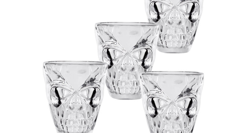 Boland Set 4 plastic shotglaasjes Schedel