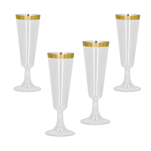 Boland Set 4 sparkling plastic flutes goud