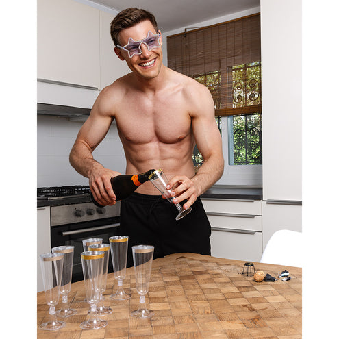 Boland Set 4 sparkling plastic flutes zilver