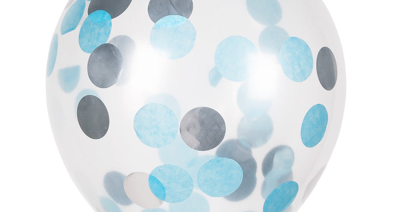 Boland Set 5 confettiballonnen blauw/zilver