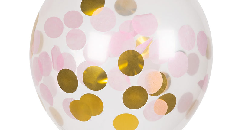 Boland Set 5 confettiballonnen roze/goud