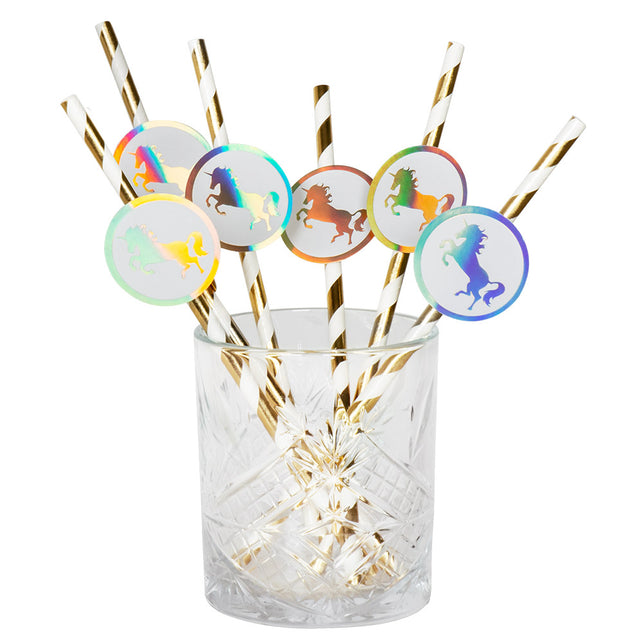 Boland Set 6 papieren rietjes Eenhoorn