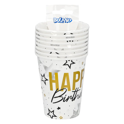 Boland Set 8 papieren bekertjes 'Happy birthday'