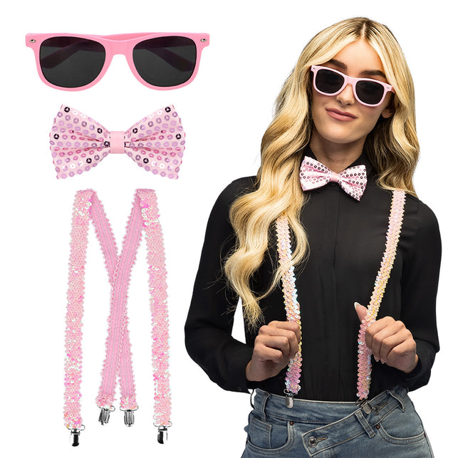 Boland Set Pailletten lichtroze