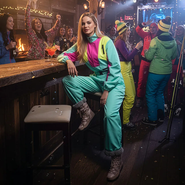 Boland Skipak Snow Blizzard Babe - Groen Retro Skipak Dames | Jaren 80 Foute Kleding