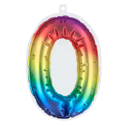 Boland Sticker Folieballon '0' regenboog