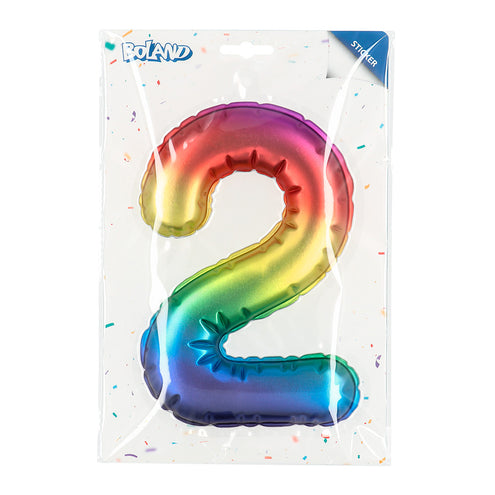 Boland Sticker Folieballon '2' regenboog