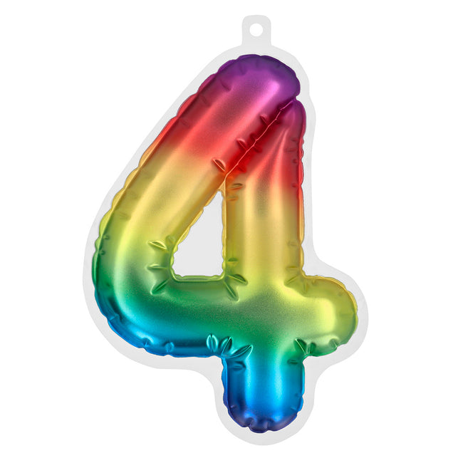 Boland Sticker Folieballon '4' regenboog