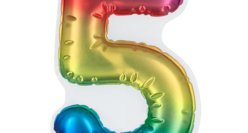 Boland Sticker Folieballon '5' regenboog