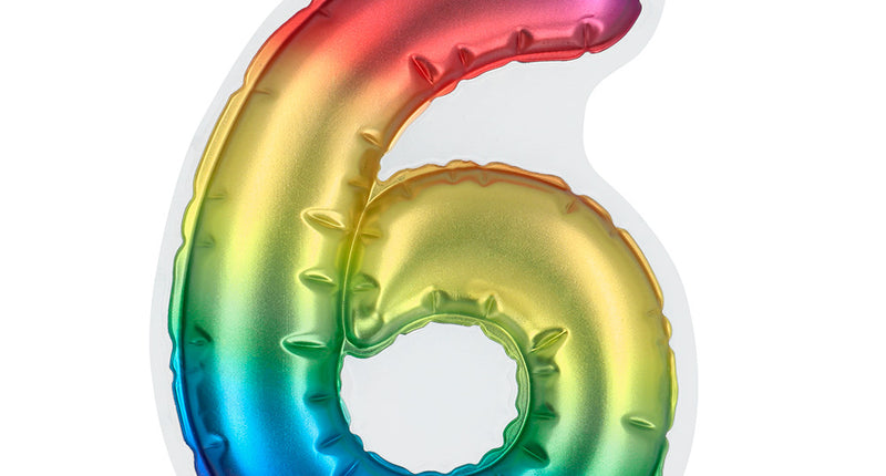 Boland Sticker Folieballon '6' regenboog