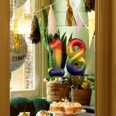 Boland Sticker Folieballon '6' regenboog