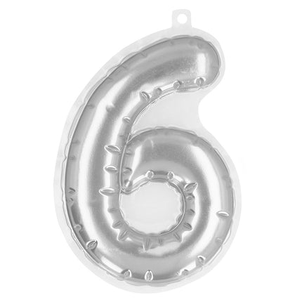 Boland Sticker Folieballon '6' zilver