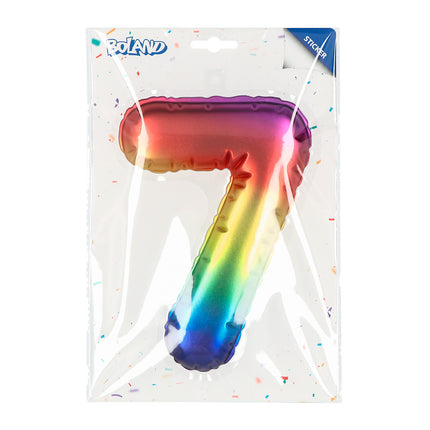 Boland Sticker Folieballon '7' regenboog