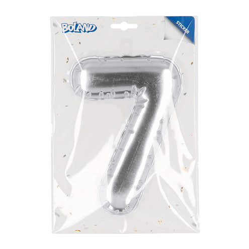 Boland Sticker Folieballon '7' zilver