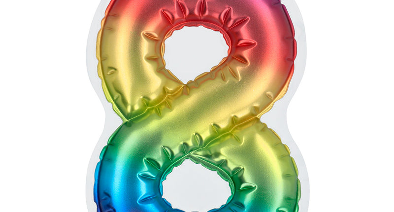 Boland Sticker Folieballon '8' regenboog
