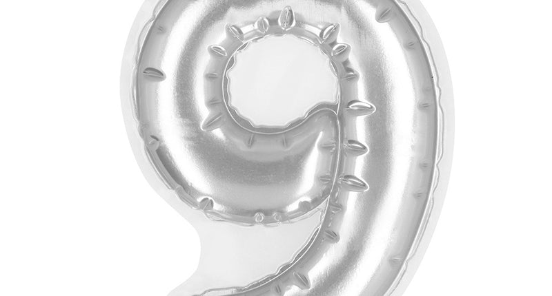 Boland Sticker Folieballon '9' zilver