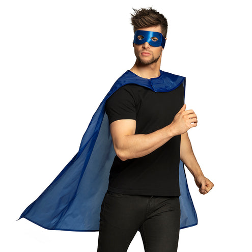 Boland Super held cape en masker set blauw
