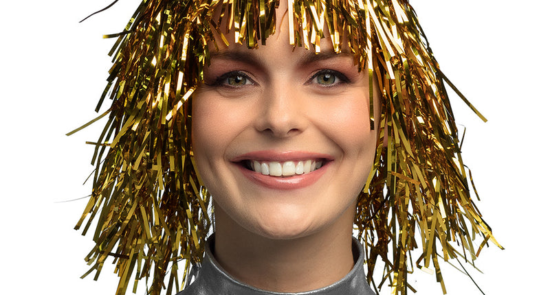 Boland Tinsel pruik Metallic goud