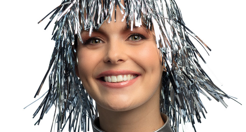 Boland Tinsel pruik Metallic zilver