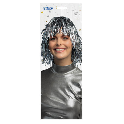 Boland Tinsel pruik Metallic zilver