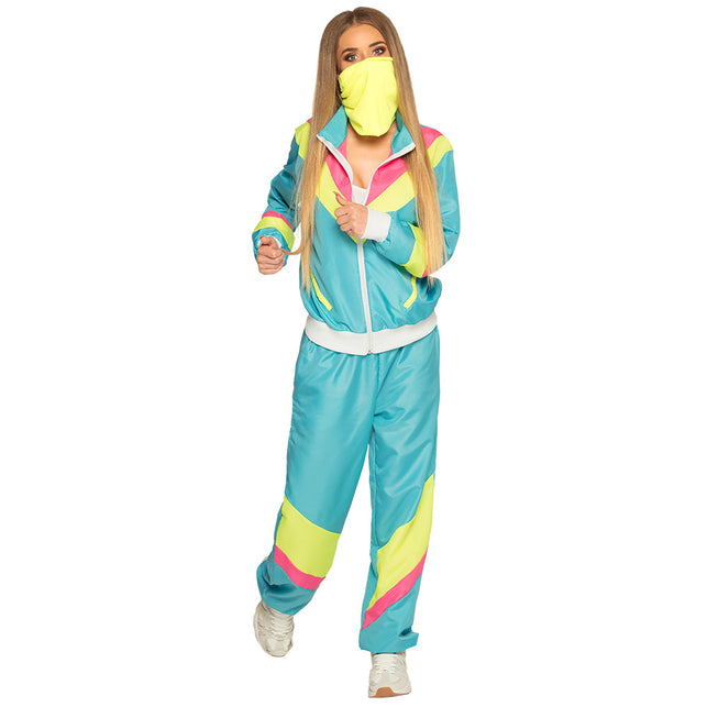 Boland Trainingspak Retro babe neon blauw