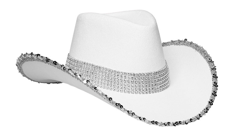 Boland Witte cowboyhoed met glitters