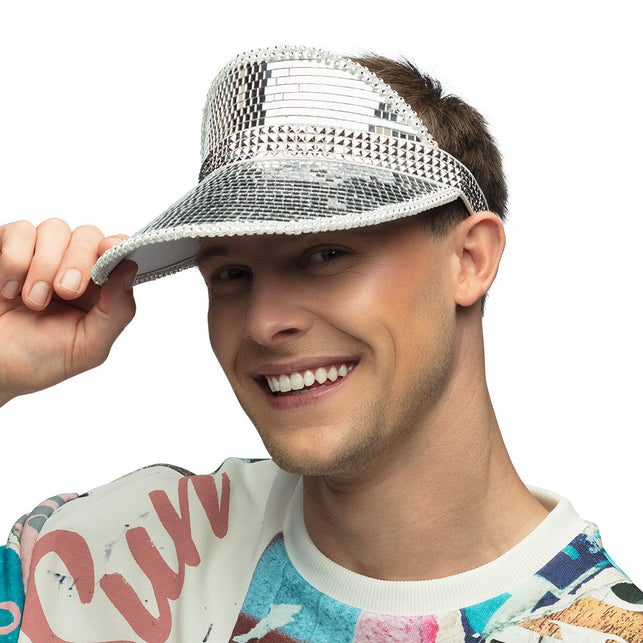Boland Zilveren spiegel zonneklep glitter pailletten