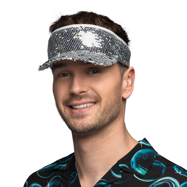 Boland Zilveren zonneklep glitter pailletten
