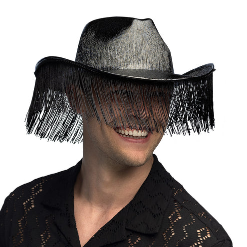 Boland Zwarte cowboyhoed met franjes Fabulous